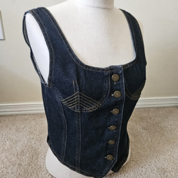 Denim Button-Up Tank Small - Picture 1 of 7